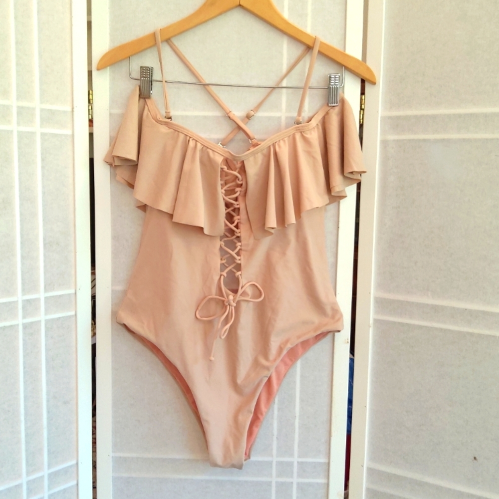 NWOT ! Yira Swim One- piece  Beige Cream Swimsuit